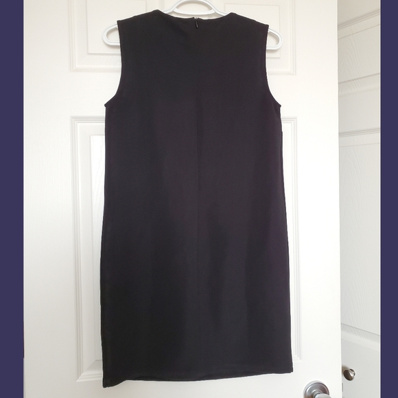 Forever 21 black stretch knit shift dress pearl metallic collar Small Audrey - Picture 3 of 12